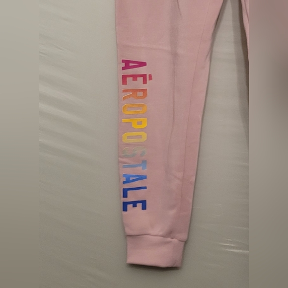 AEROPOSTALE NYC 87 Fleece Pastel Pink Sweatpants Joggers Size L - Picture 6 of 9